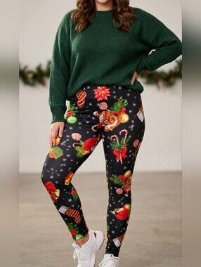 Nobo Leggings Size M Medium 6 7 8 9 No Boundaries Christmas Pants Santa Leggin